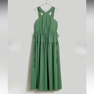 Poplin Halter Tiered Midi Dress size 2 Madewell fits like a 4